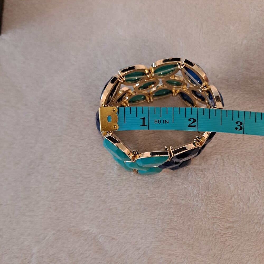 INC International Concepts Stretch Bracelet Goldtone Multi Blue - Picture 4 of 8